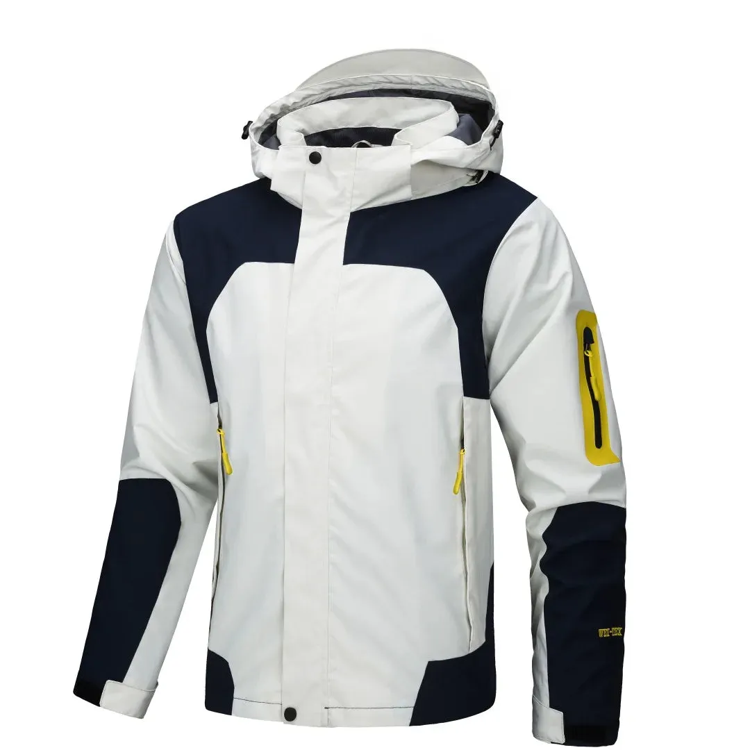 Men's Mountaineering Jackets Waterproof Large Size S-4XL Lightweight Outdoor Windproof Casual Hooded Double Zipper Cardigan Coat