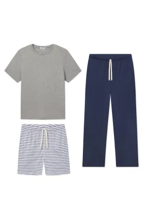 Men's Pima Sleep Bundle in Graphite Helm Stripe