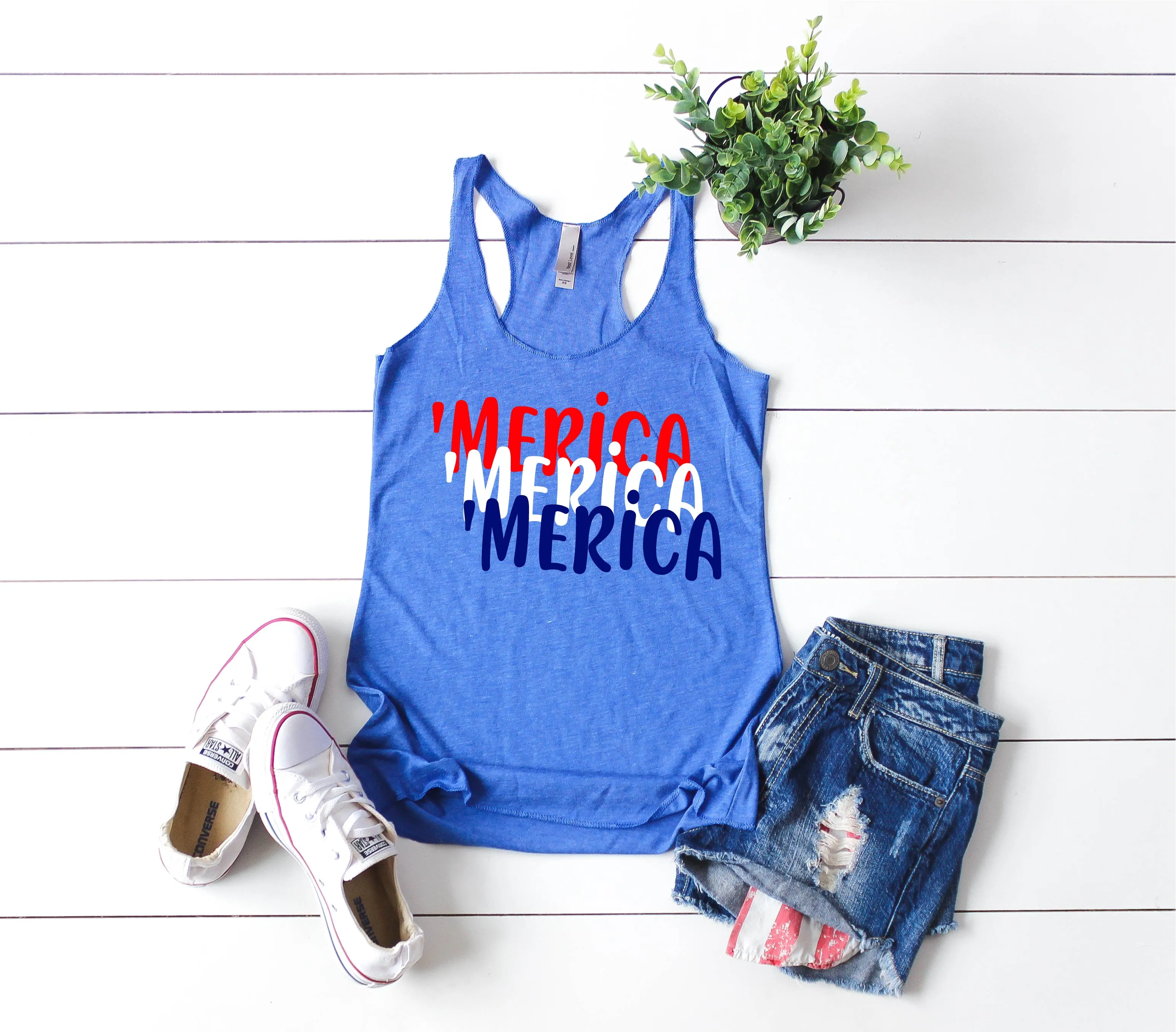 Merica Tank | 4th Of July Tank | 4th Of July Shirt | Women's Fitting Racer Tank Shirt