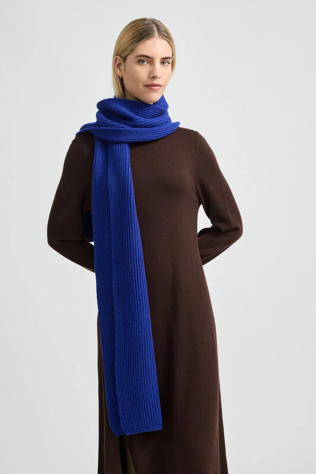 Merino Rib Scarf | Cobalt