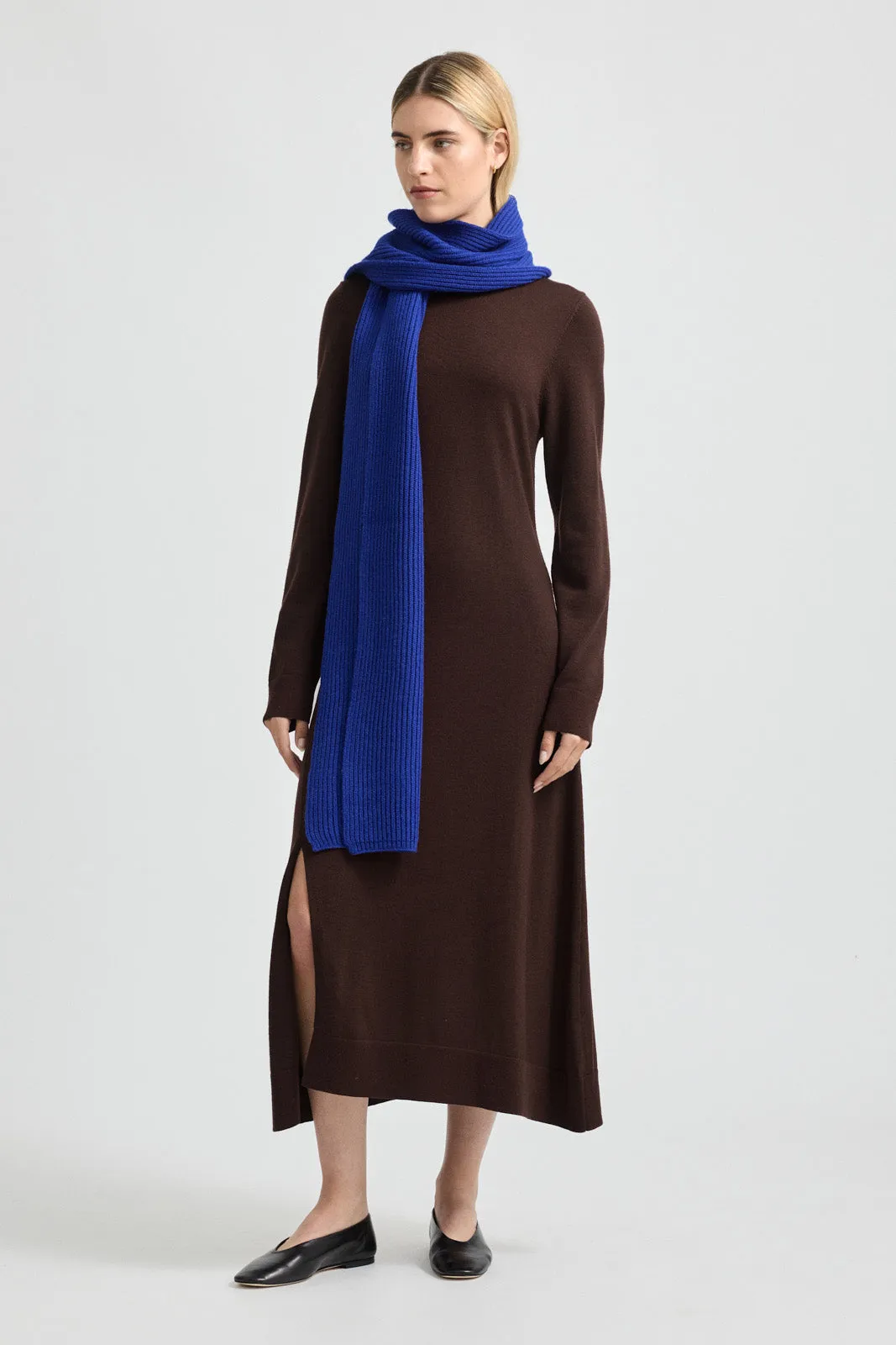 Merino Rib Scarf | Cobalt