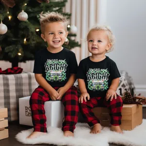 Merry   Bright Checkered EMS © Youth Tee