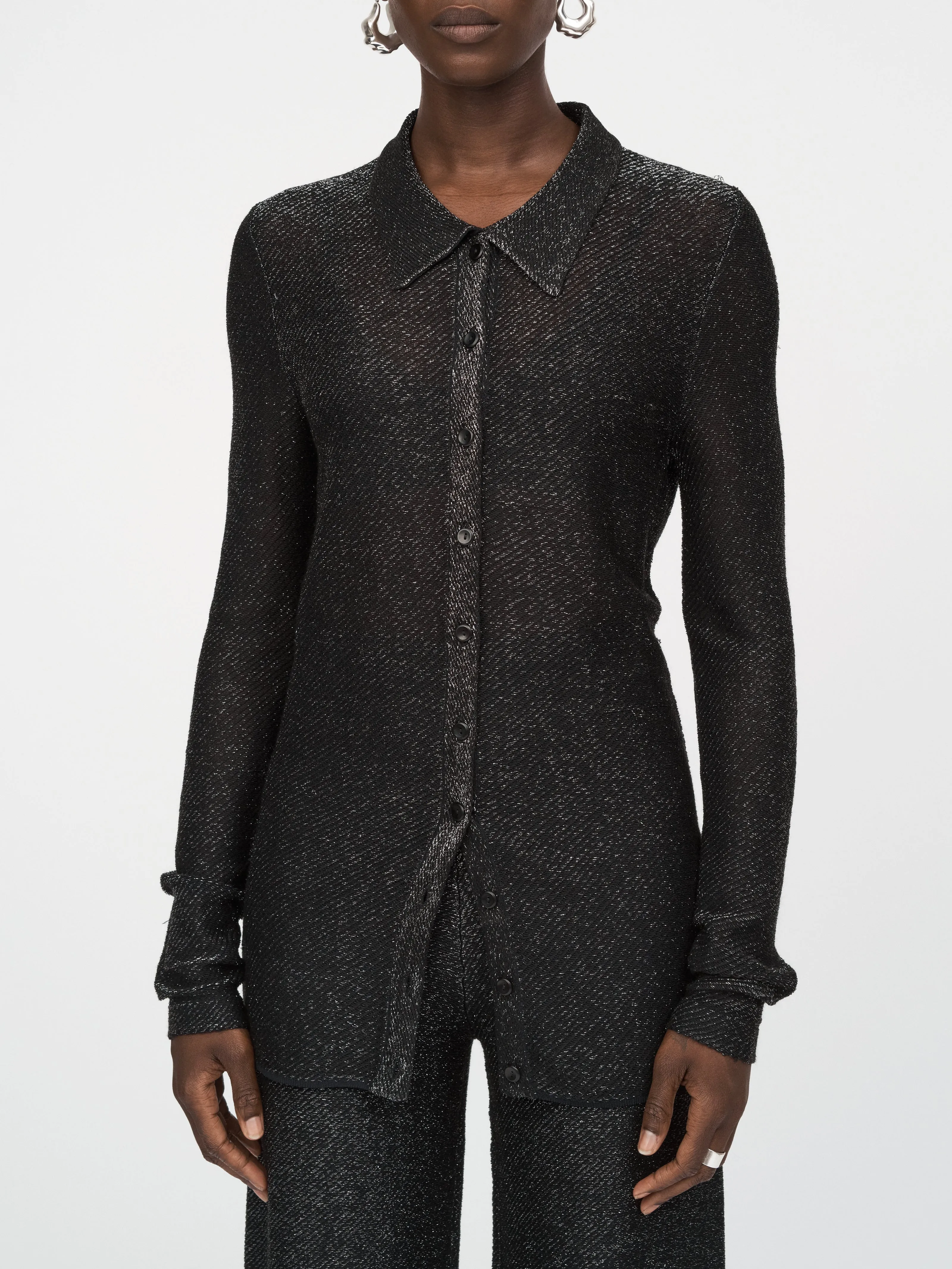 Metallic Trouser in Black Metallic