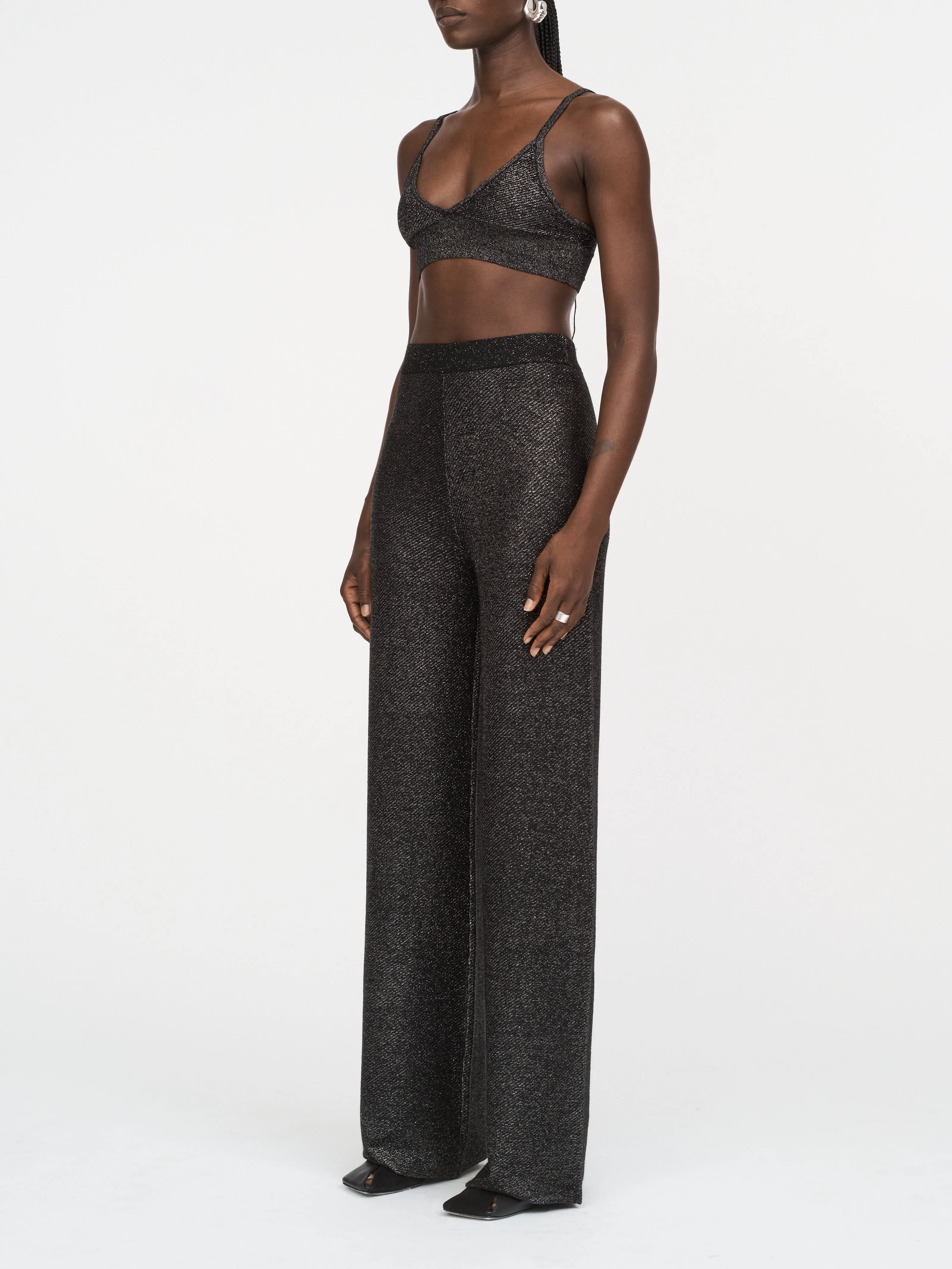 Metallic Trouser in Black Metallic