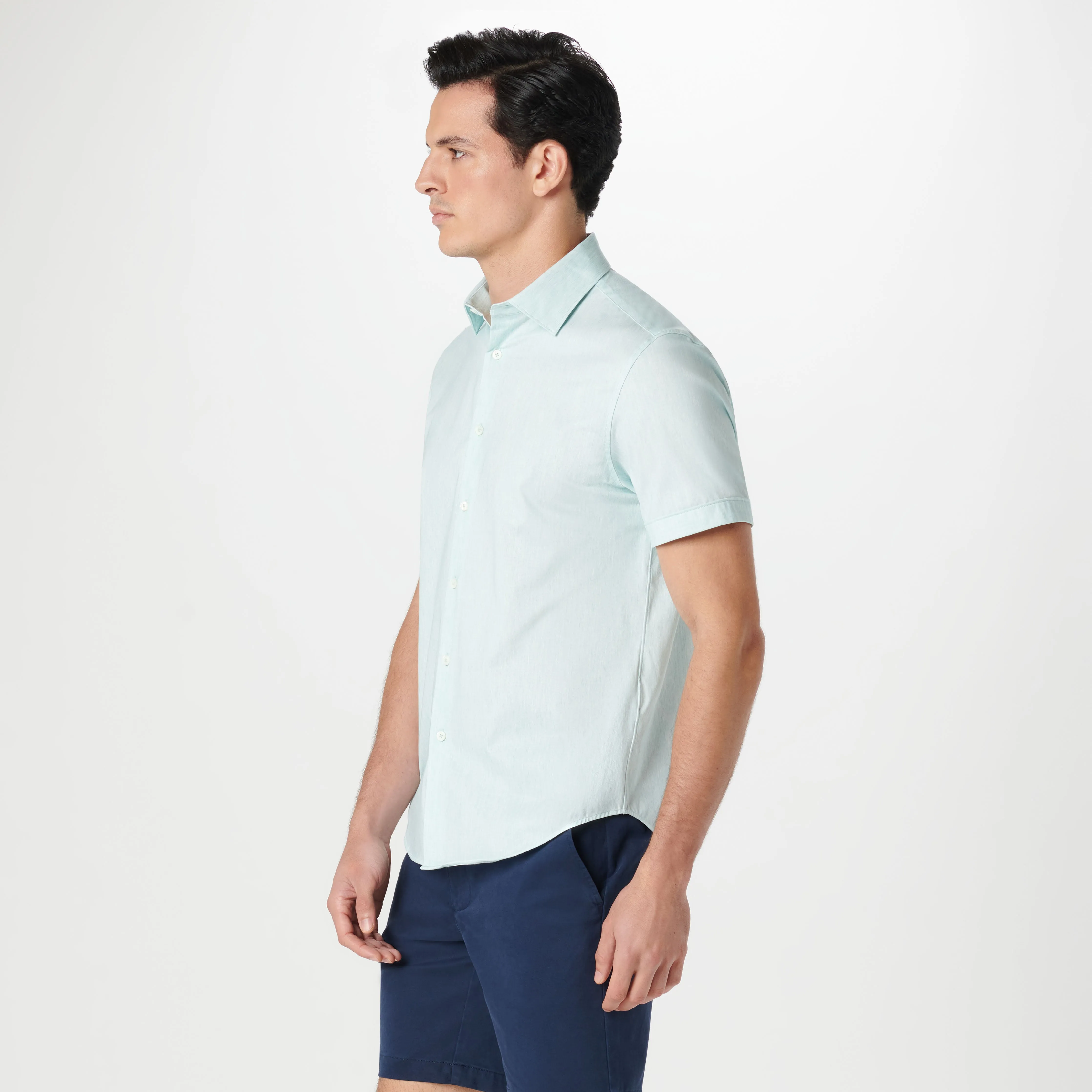 Miles Chambray Print OoohCotton Short Sleeve Shirt