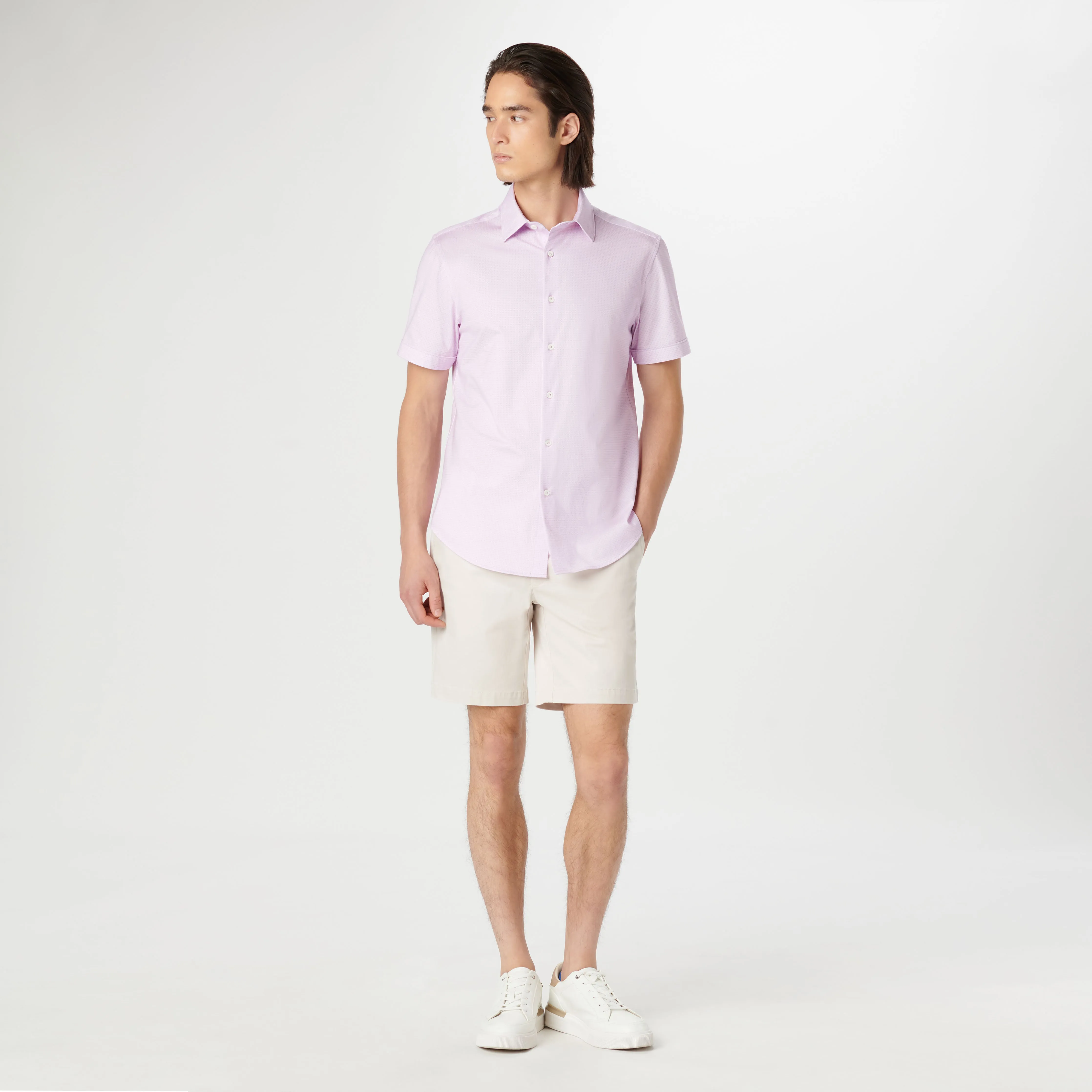 Miles Chambray Print OoohCotton Short Sleeve Shirt