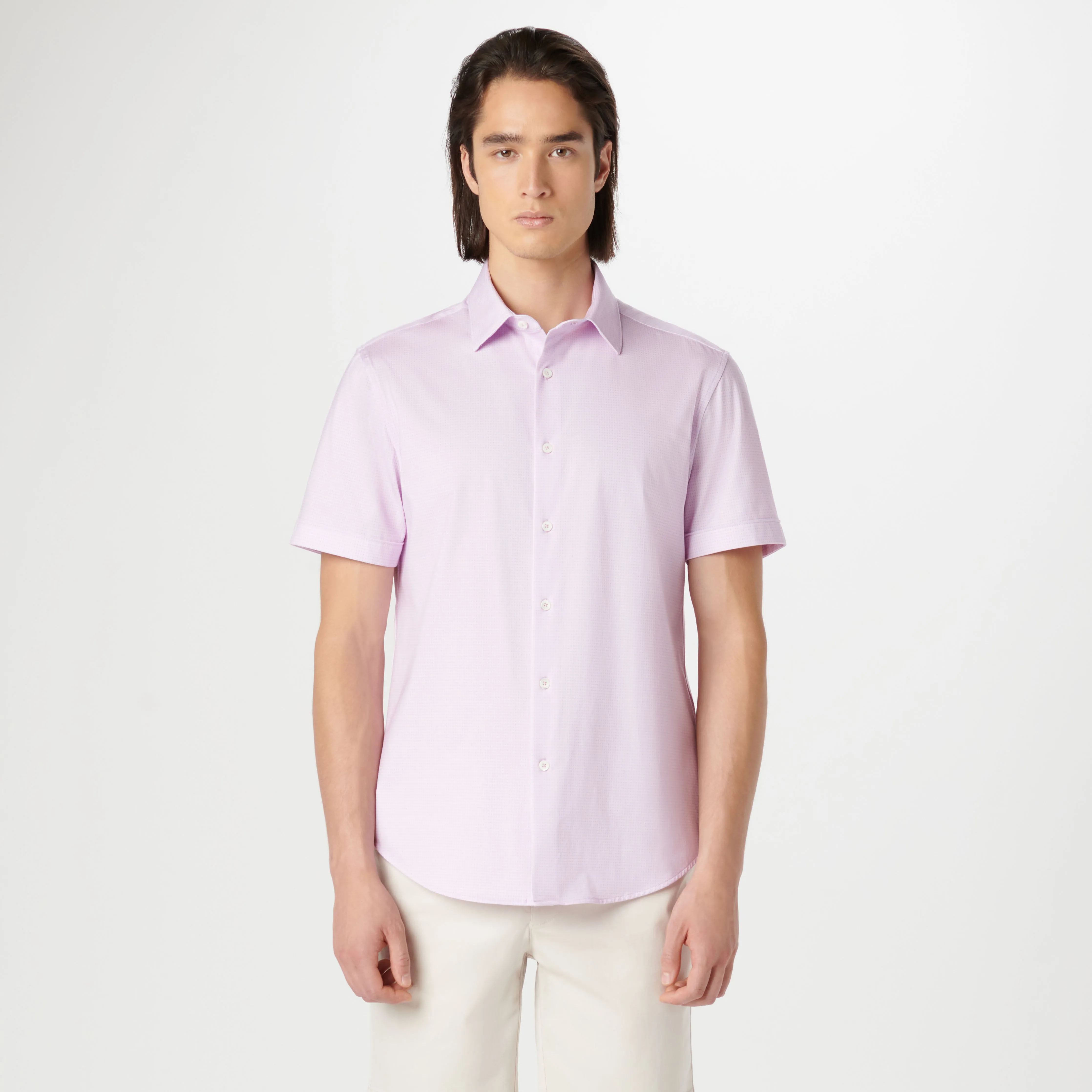 Miles Chambray Print OoohCotton Short Sleeve Shirt