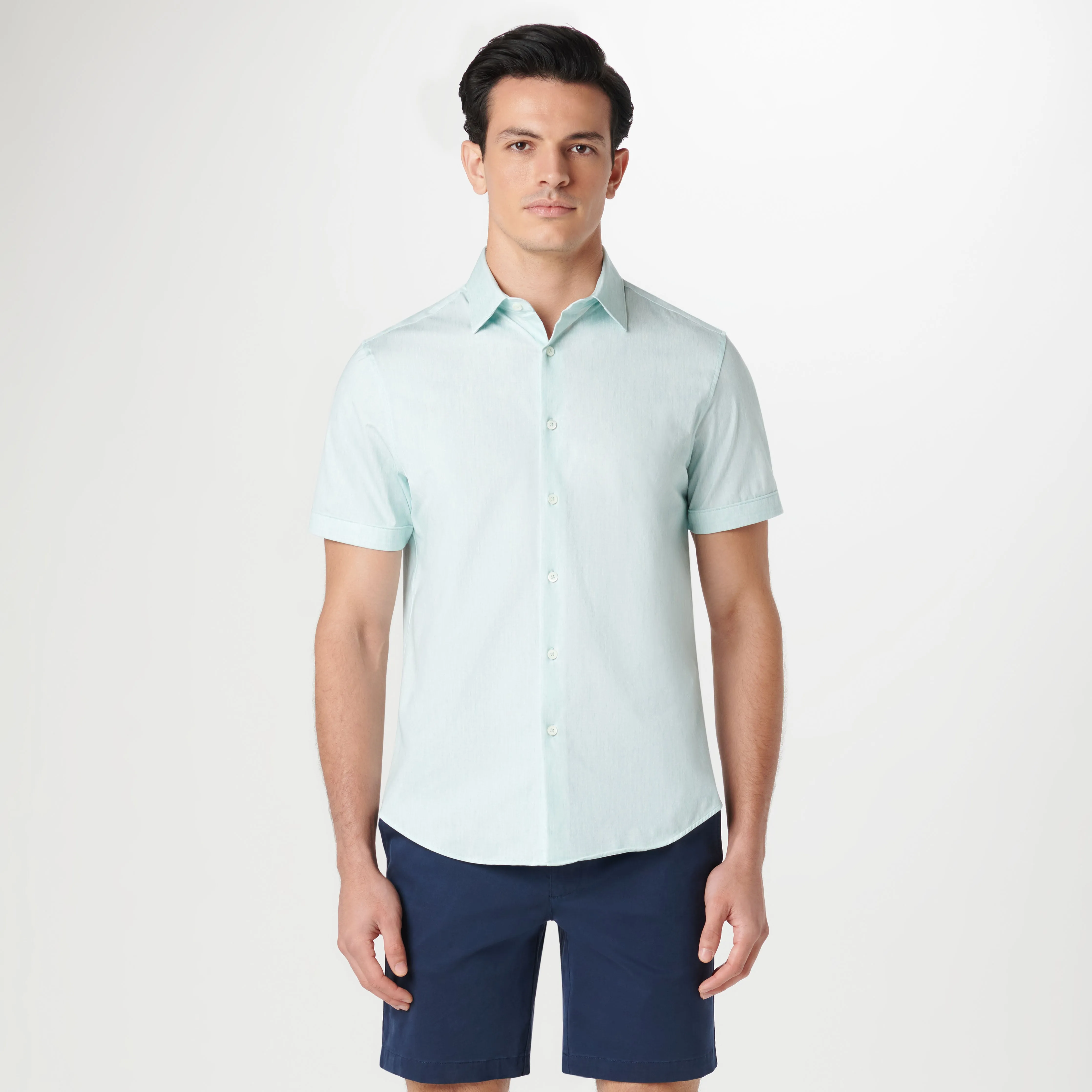 Miles Chambray Print OoohCotton Short Sleeve Shirt