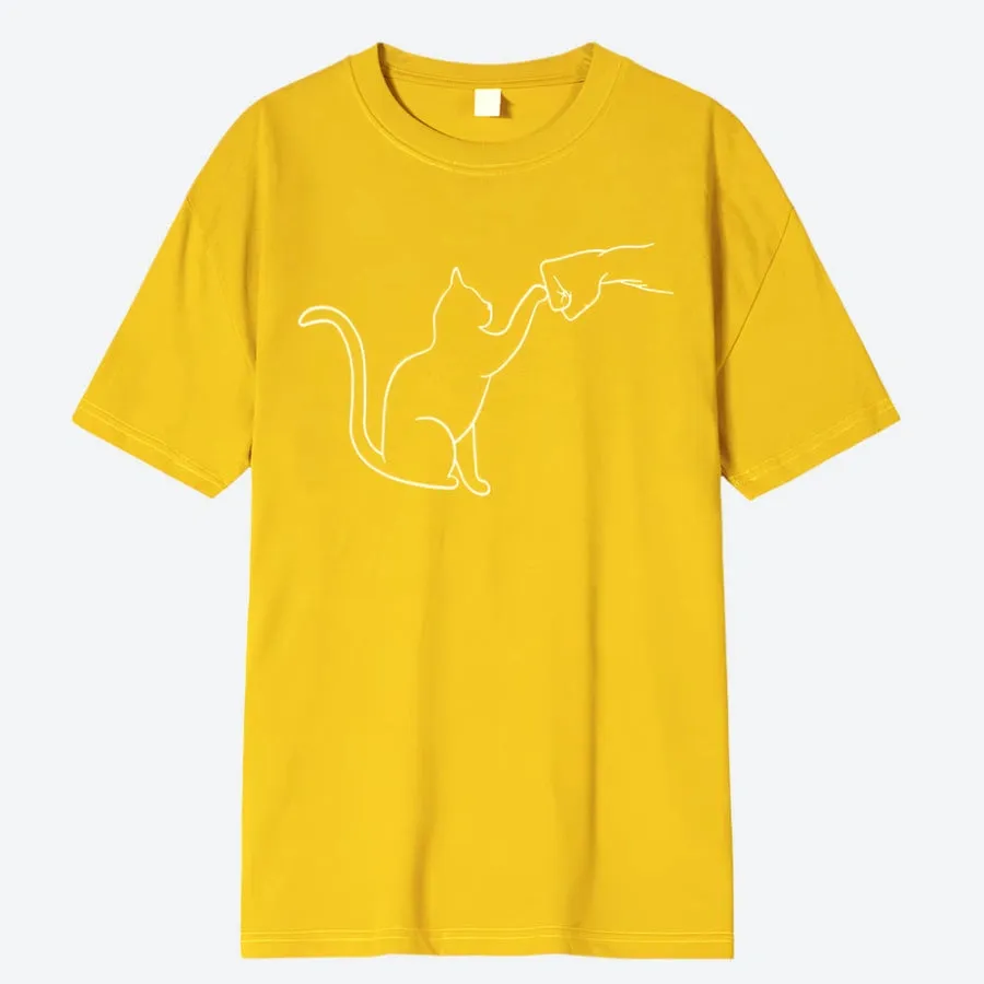 Minimalist Cat Graphic T-Shirts