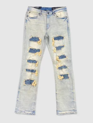 MIS-MS80364-Flare Fit Ripped Denim Pants