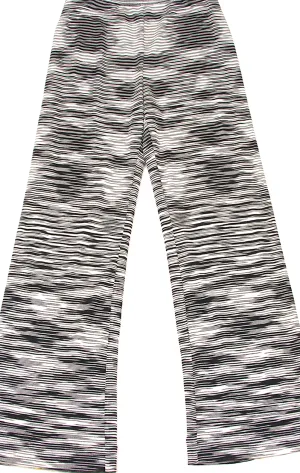 MISSONI Italy. ORANGE LABEL. Black Striped Rayon Graphic Abstract Knit Flare Pants