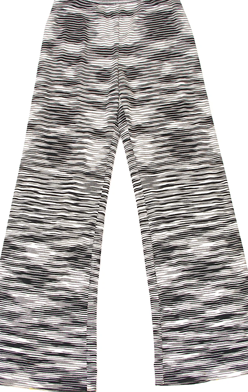 MISSONI Italy. ORANGE LABEL. Black Striped Rayon Graphic Abstract Knit Flare Pants