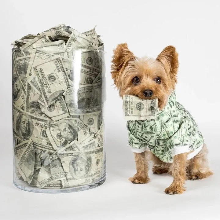 Money Print Dog Hoodie by Furr Baby Gifts