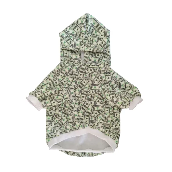Money Print Dog Hoodie by Furr Baby Gifts