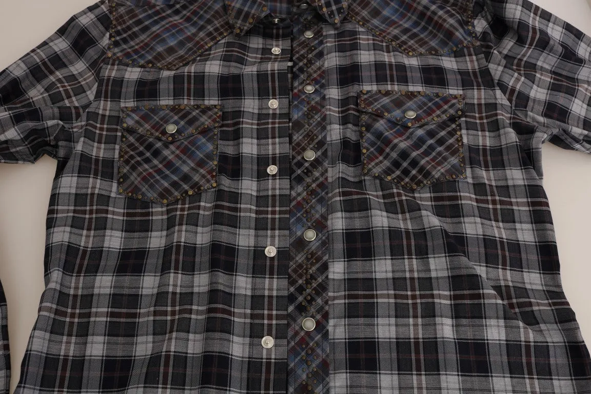 Multicolor Check Cotton Slim Fit Shirt