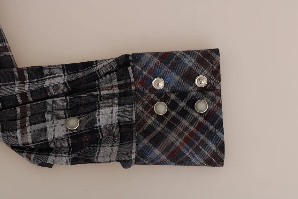 Multicolor Check Cotton Slim Fit Shirt