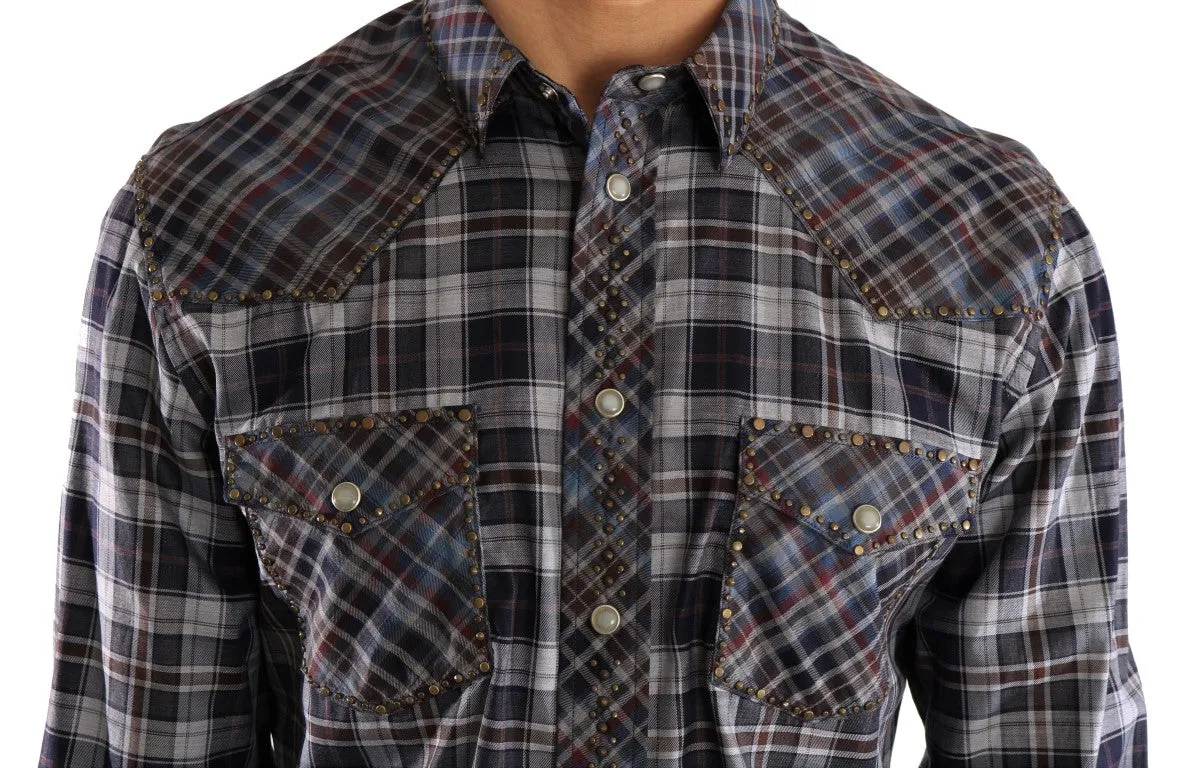 Multicolor Check Cotton Slim Fit Shirt