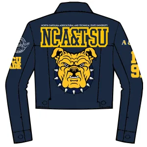 NC A&T SU | CROP  Dark Navy Trucker DENIM JACKET