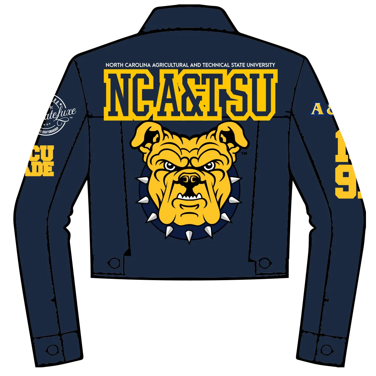 NC A&T SU | CROP  Dark Navy Trucker DENIM JACKET