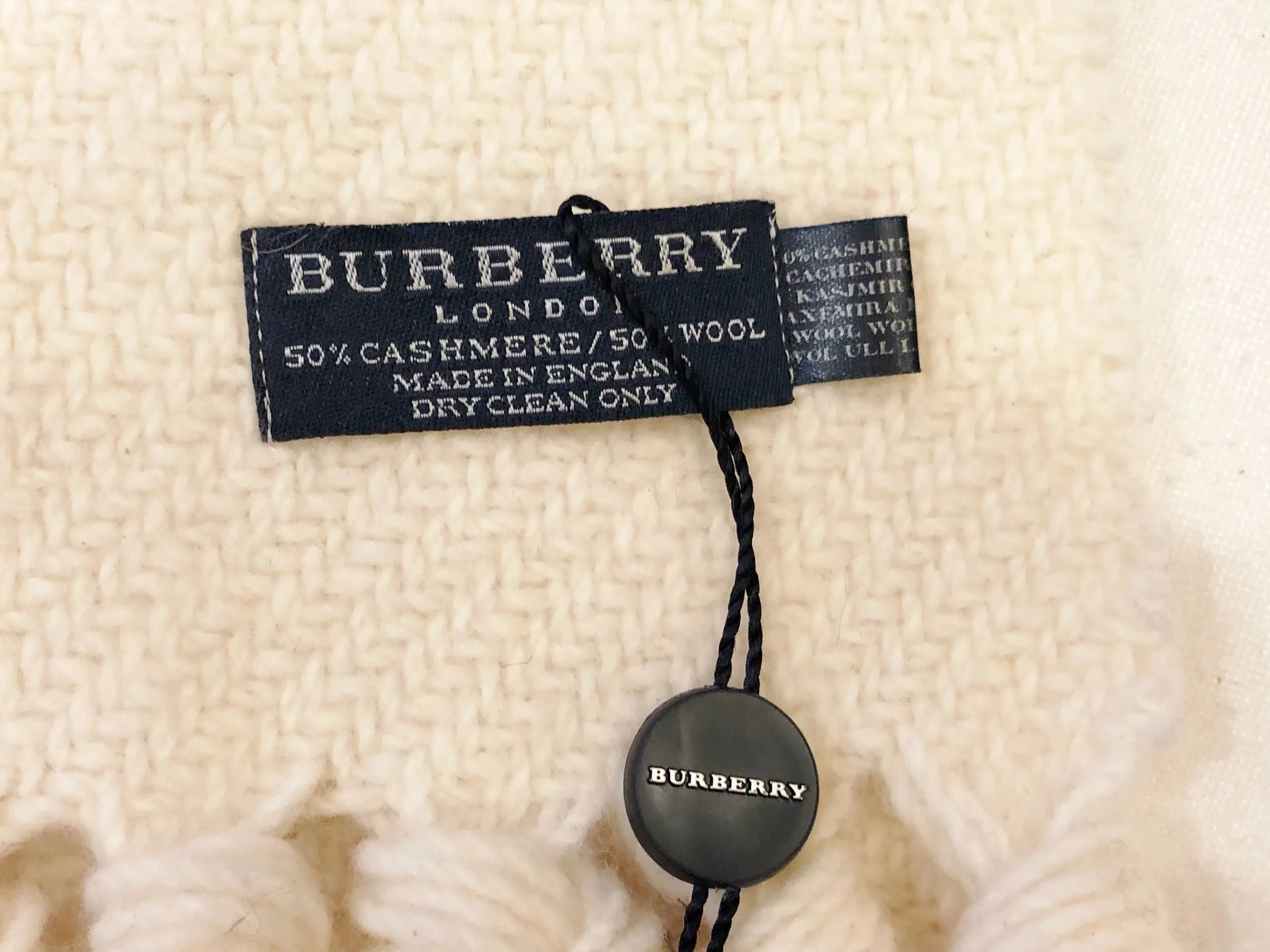 NEW Burberry Ivory Fringe Scarf