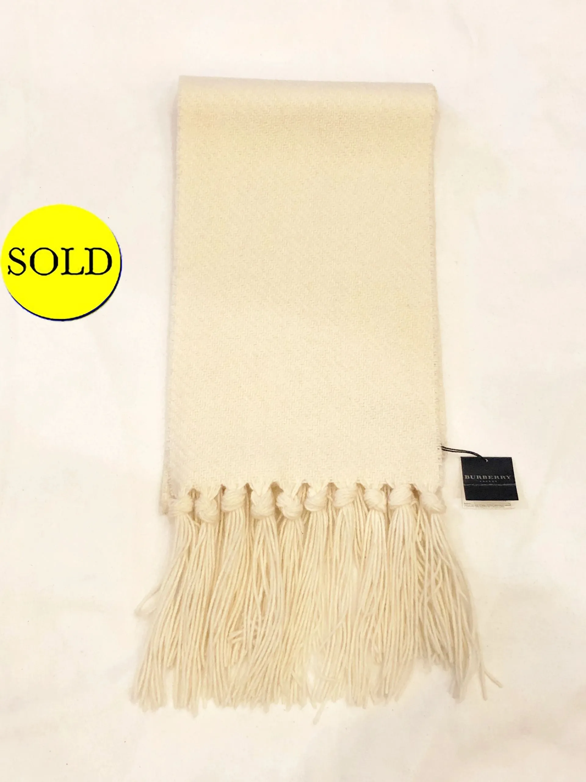 NEW Burberry Ivory Fringe Scarf