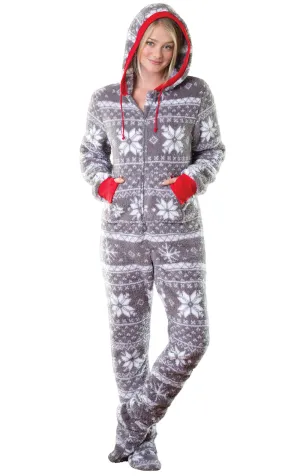 Nordic Fleece Hoodie-Footie Onesie Pajamas  - Couples