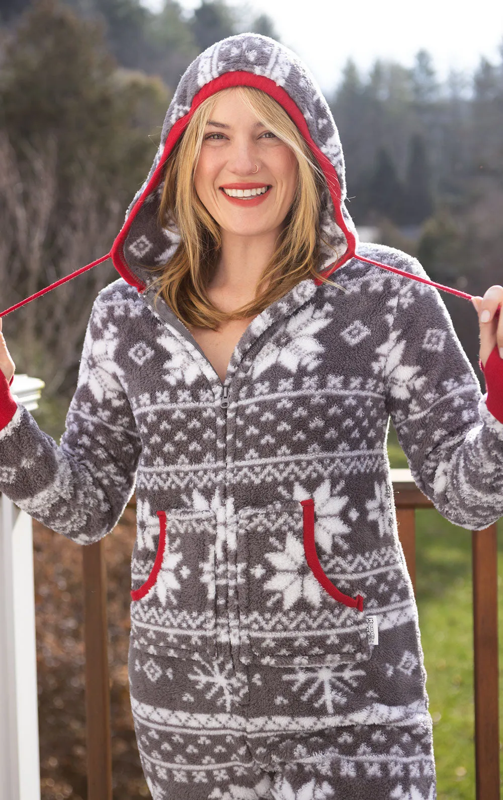 Nordic Fleece Hoodie-Footie Onesie Pajamas  - Couples