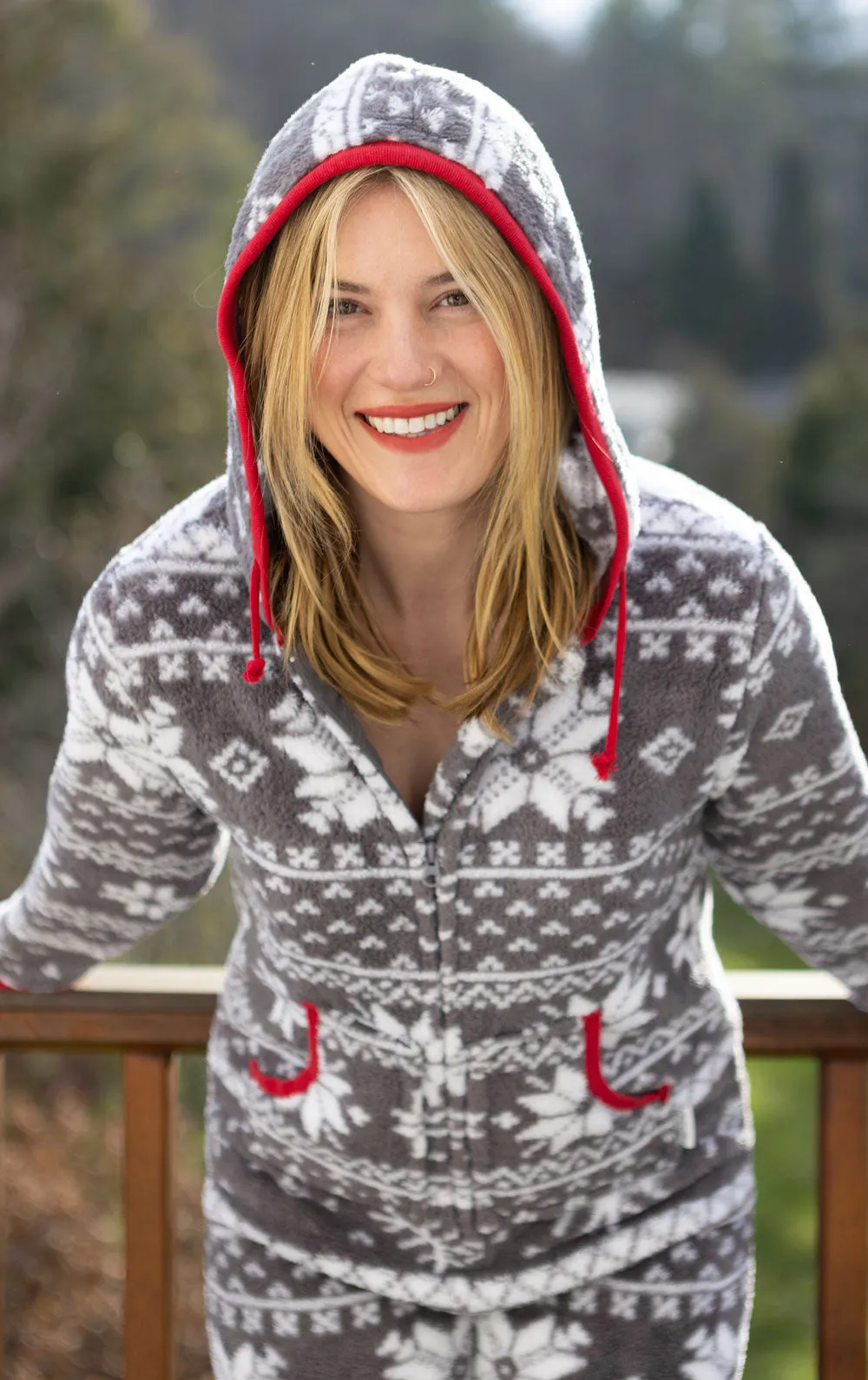 Nordic Fleece Hoodie-Footie Onesie Pajamas  - Couples