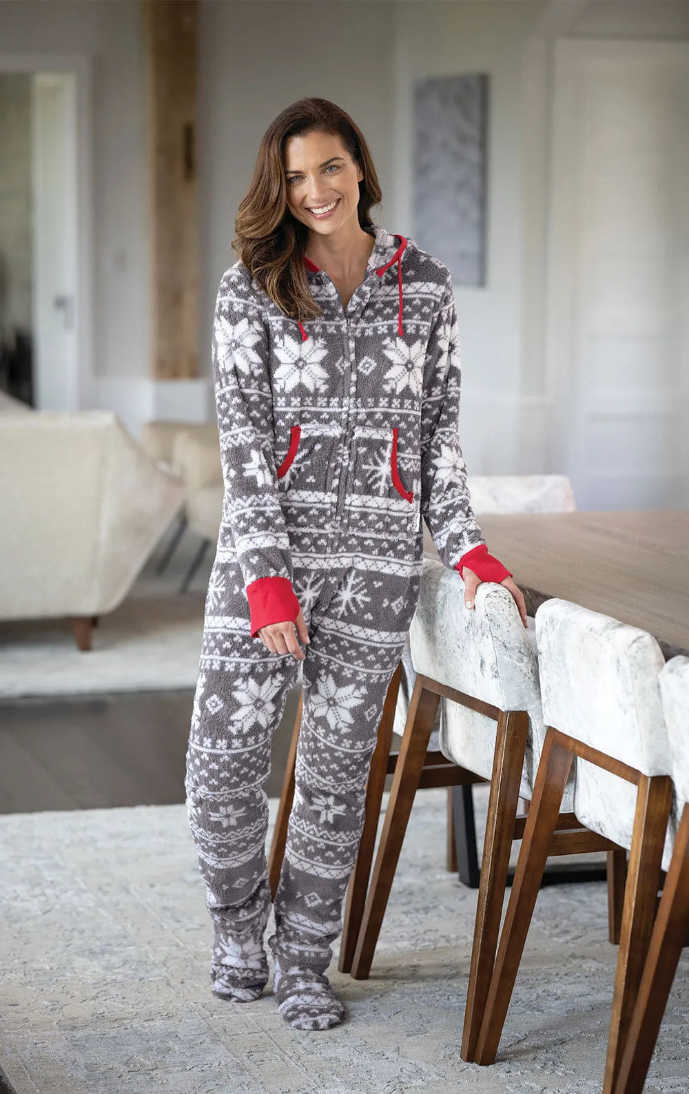 Nordic Fleece Hoodie-Footie Onesie Pajamas  - Couples