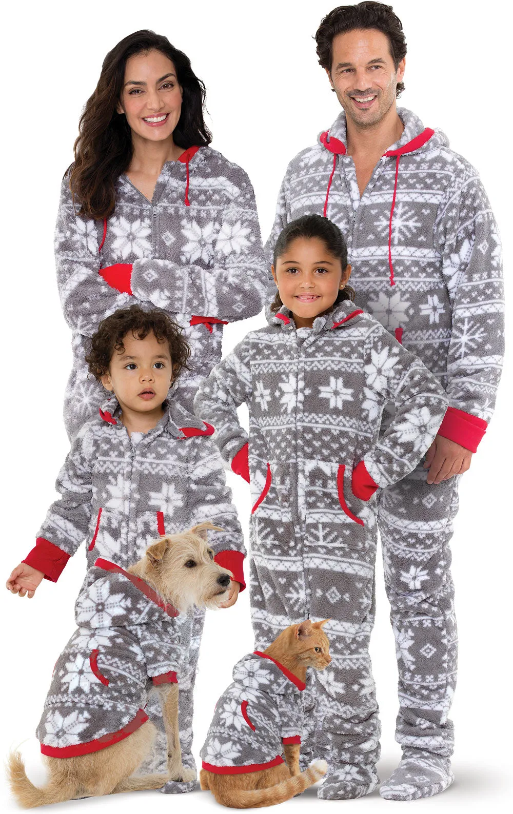 Nordic Fleece Hoodie-Footie Onesie Pet Pajamas - Family Set