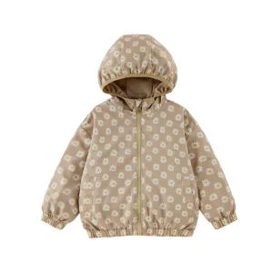 Nova Beige Daisy Reversible Waterproof Windbreaker