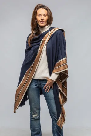 Nuvola Cashmere Silk Cape/Shawl In Navy