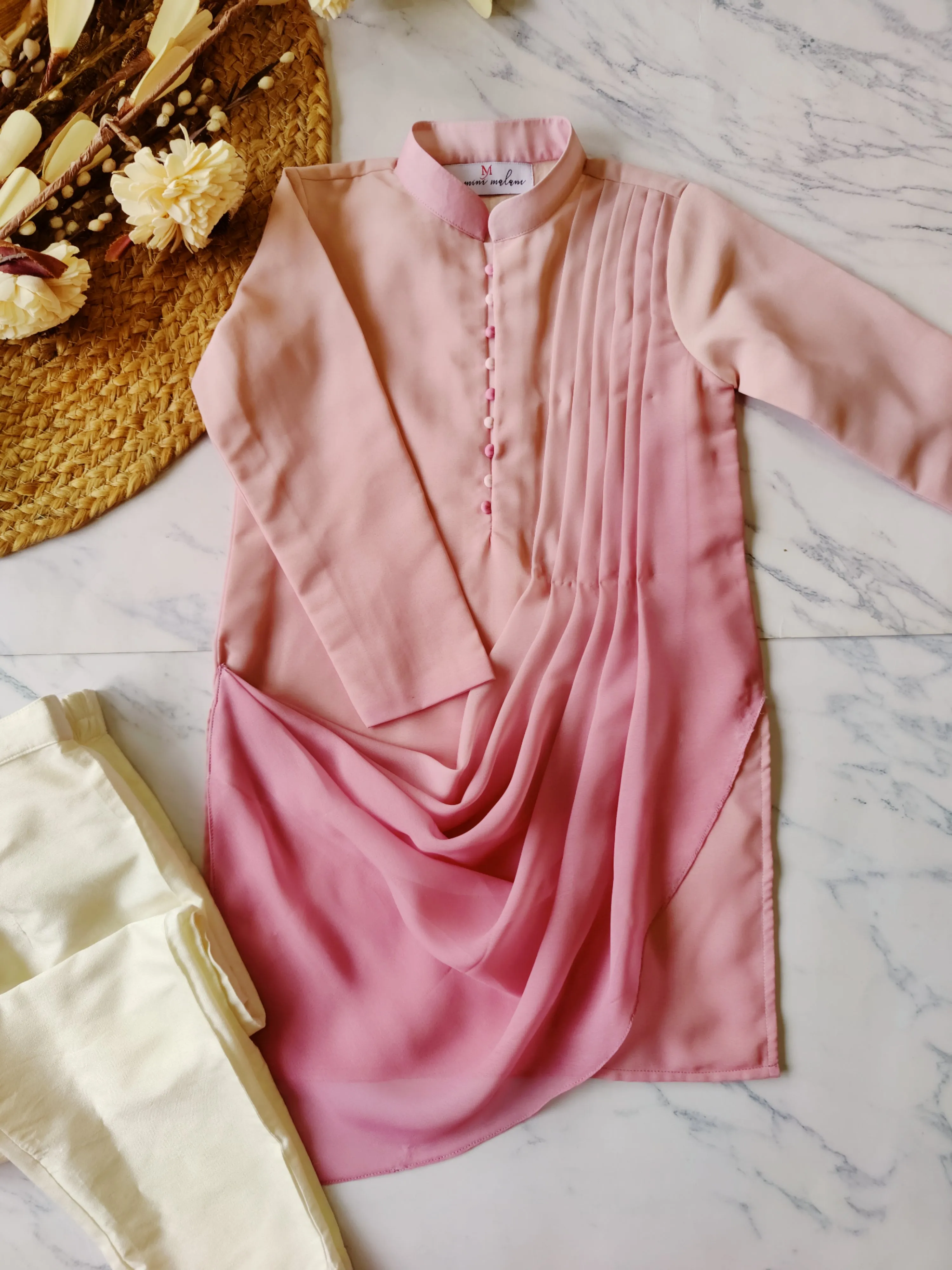 Onion Pink Ombre Kurta Pajamas