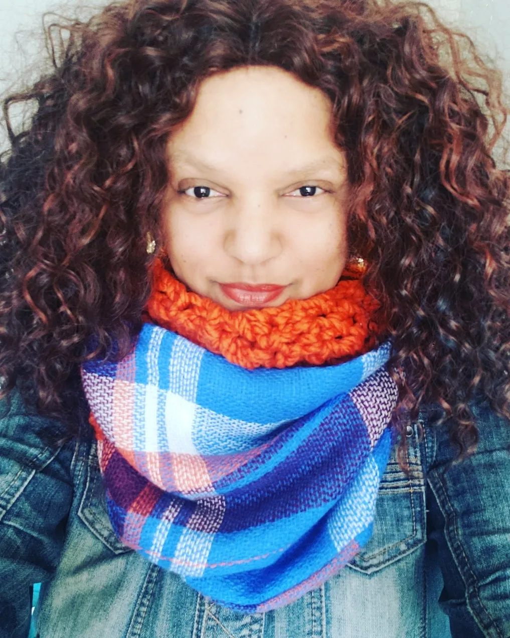 Orange and Royal Blue Plaid Infinity