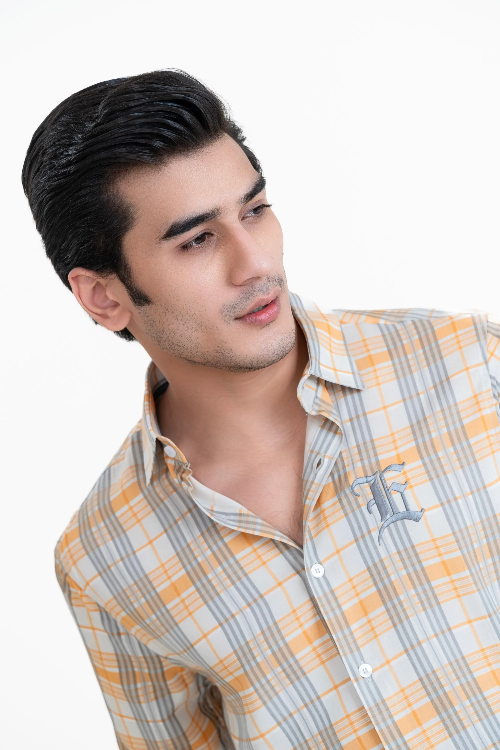 Orange Chekered Casual Shirt