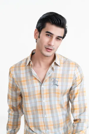 Orange Chekered Casual Shirt