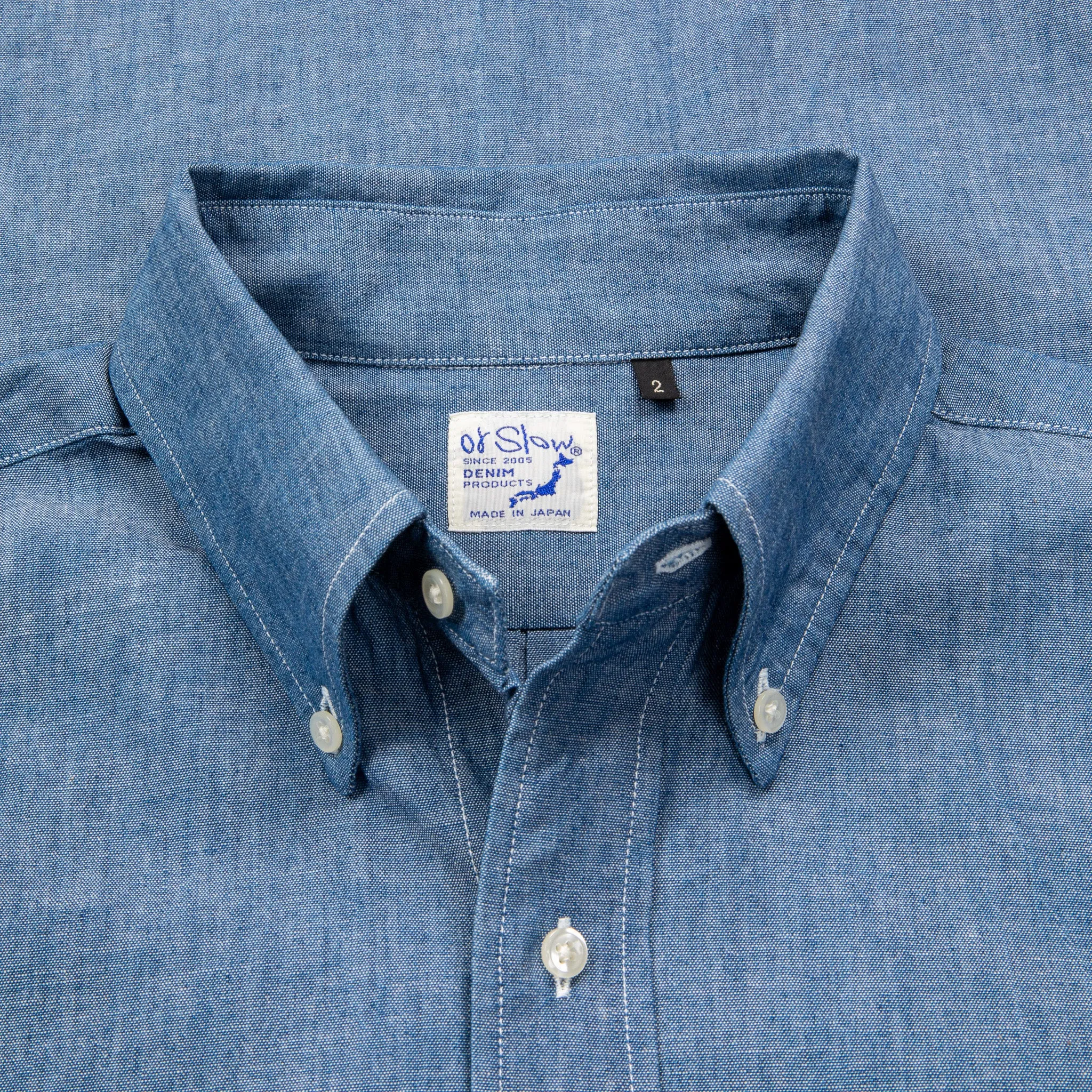 Orslow Button Down Washed Chambray Shirt
