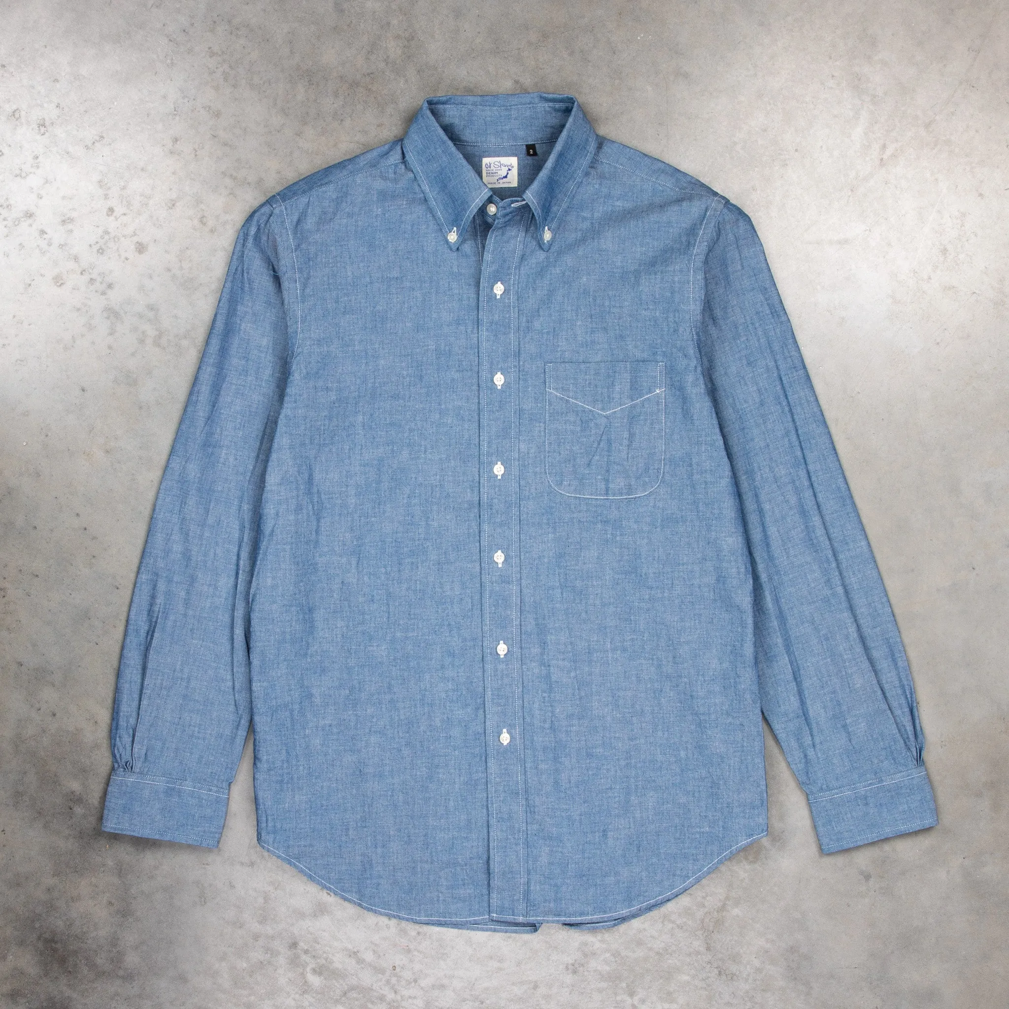 Orslow Button Down Washed Chambray Shirt