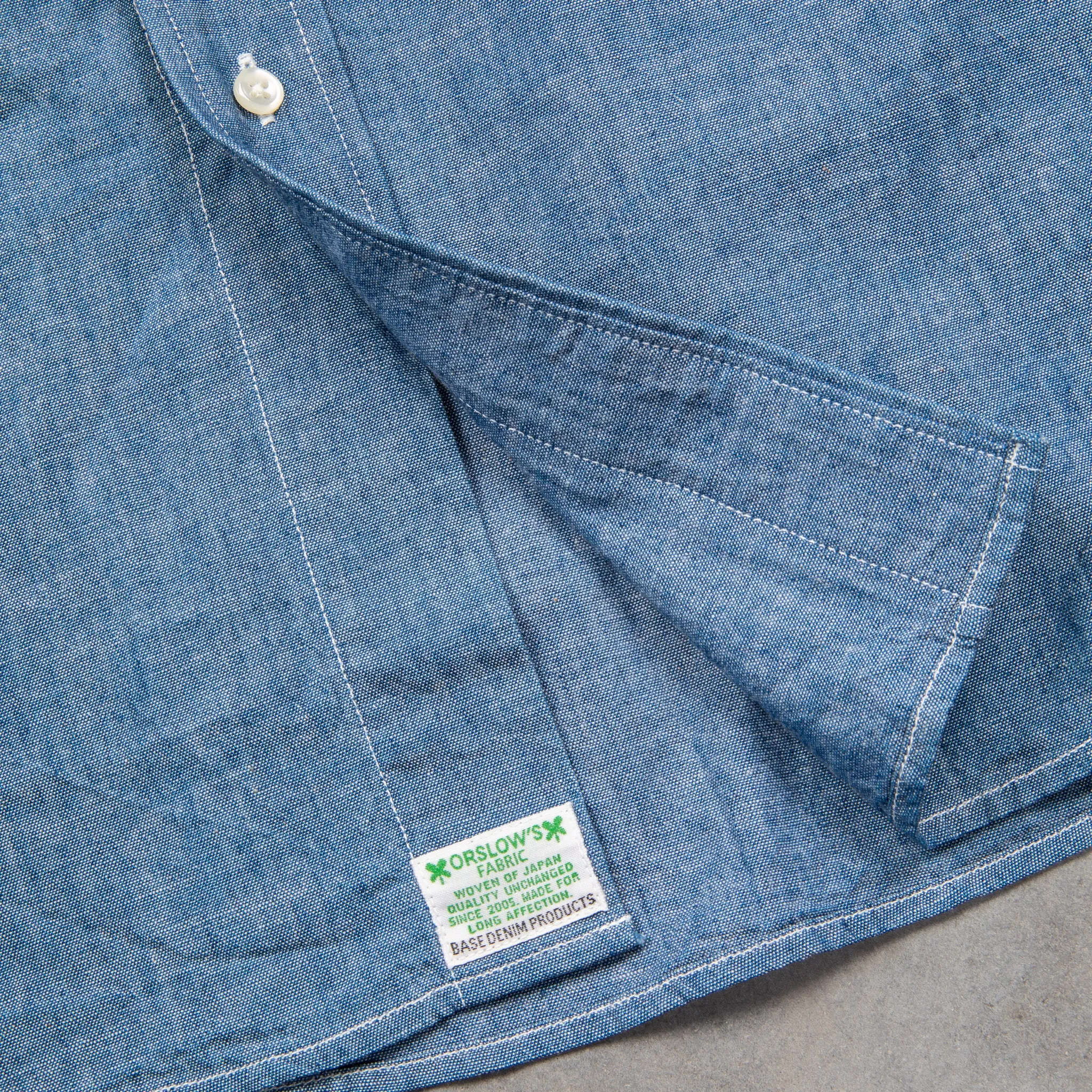 Orslow Button Down Washed Chambray Shirt
