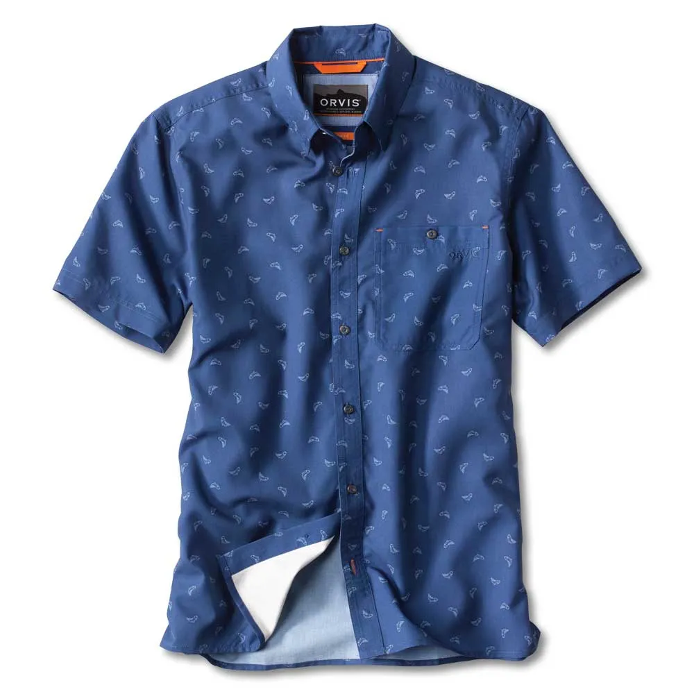 Orvis Printed Tech Chambray Short Sleeved Shirt