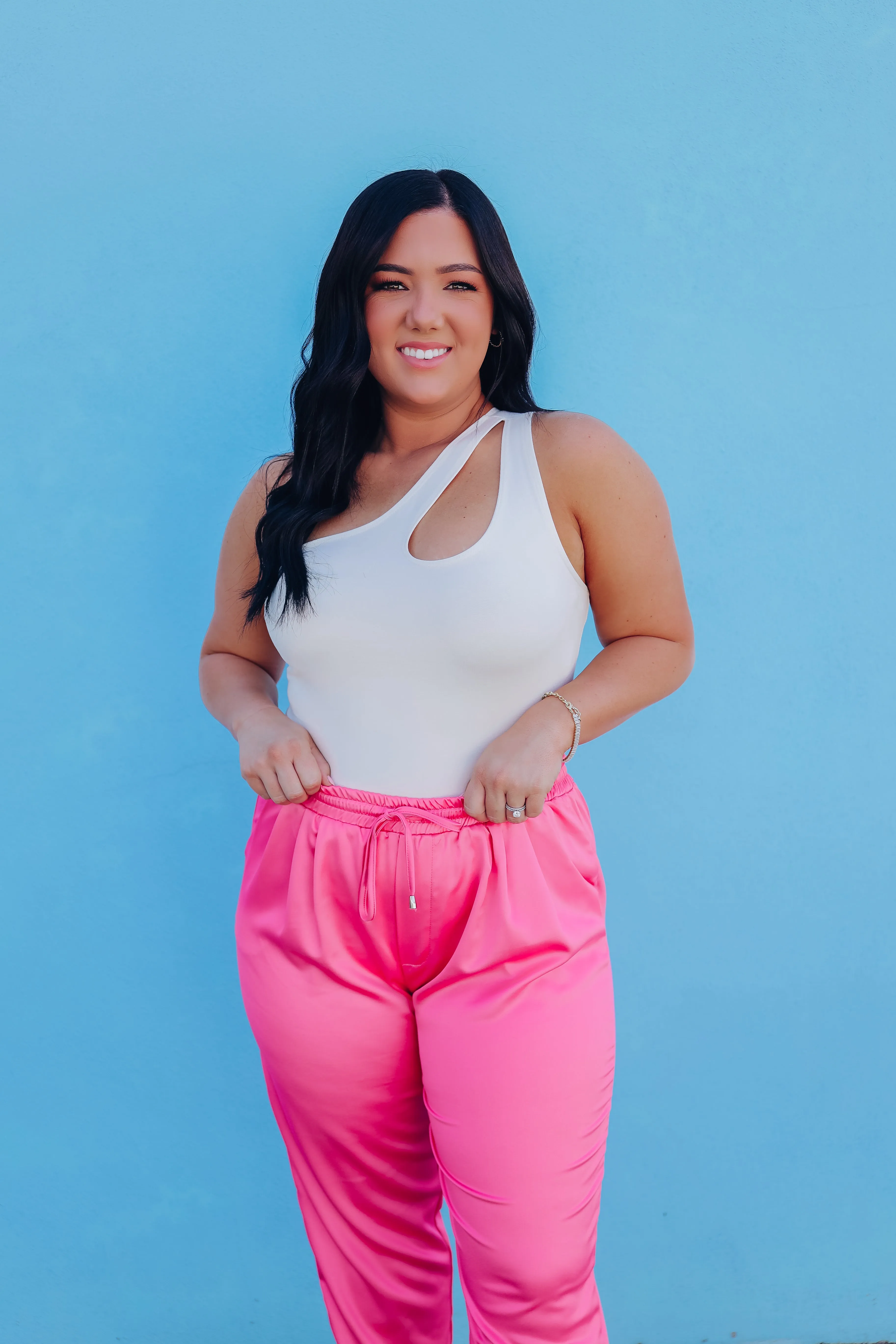 Out N' About One Shoulder Cut Out Bodysuit - Ivory