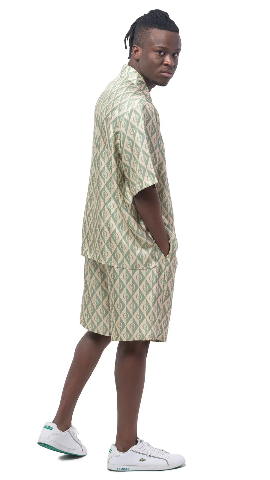 OV Rhombus Print Silk Bowling Shorts
