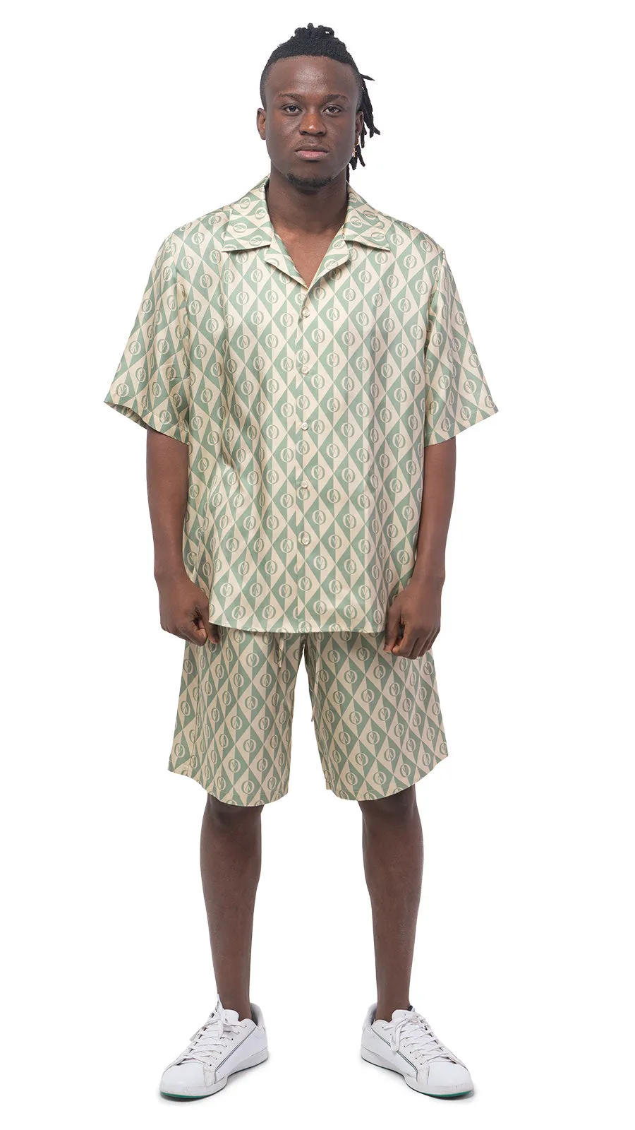 OV Rhombus Print Silk Bowling Shorts