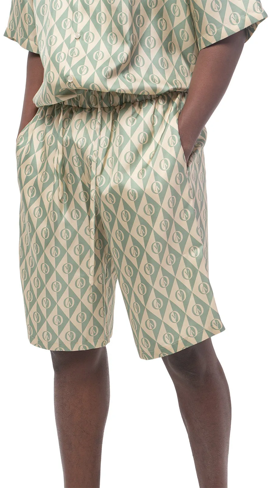 OV Rhombus Print Silk Bowling Shorts