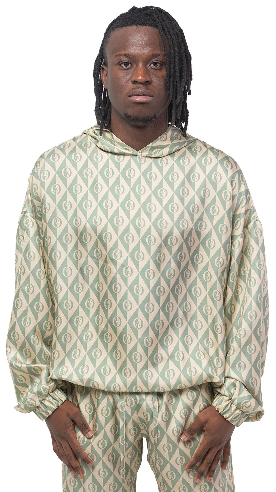 OV Rhombus Print Silk Hoodie