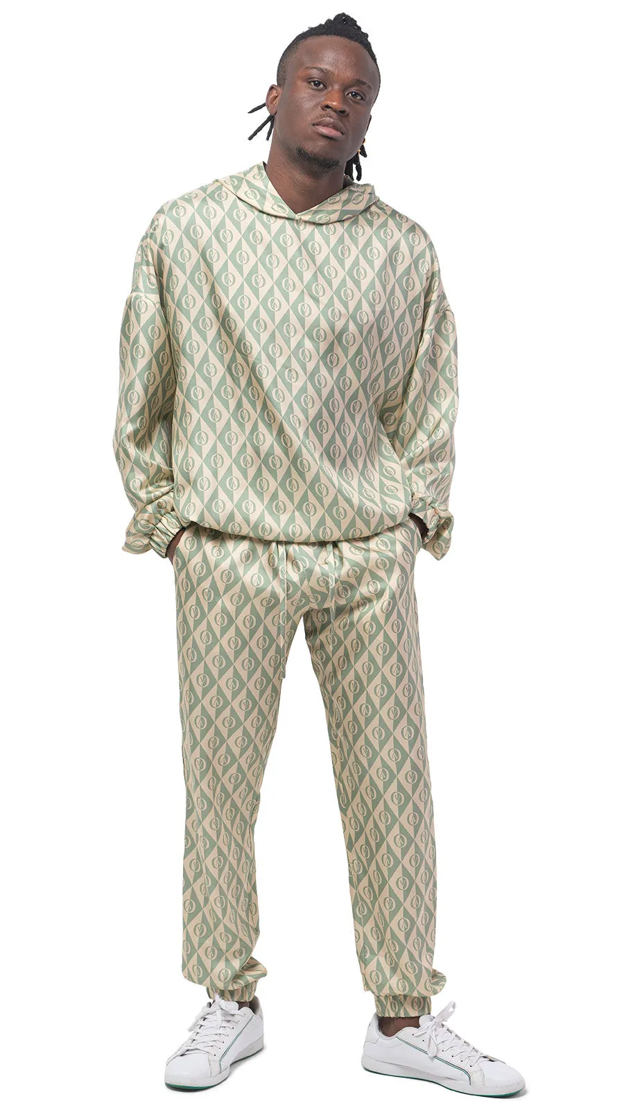 OV Rhombus Print Silk Hoodie