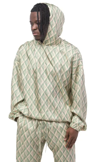 OV Rhombus Print Silk Hoodie