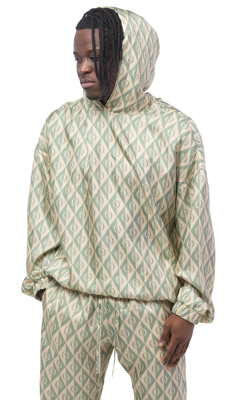 OV Rhombus Print Silk Hoodie