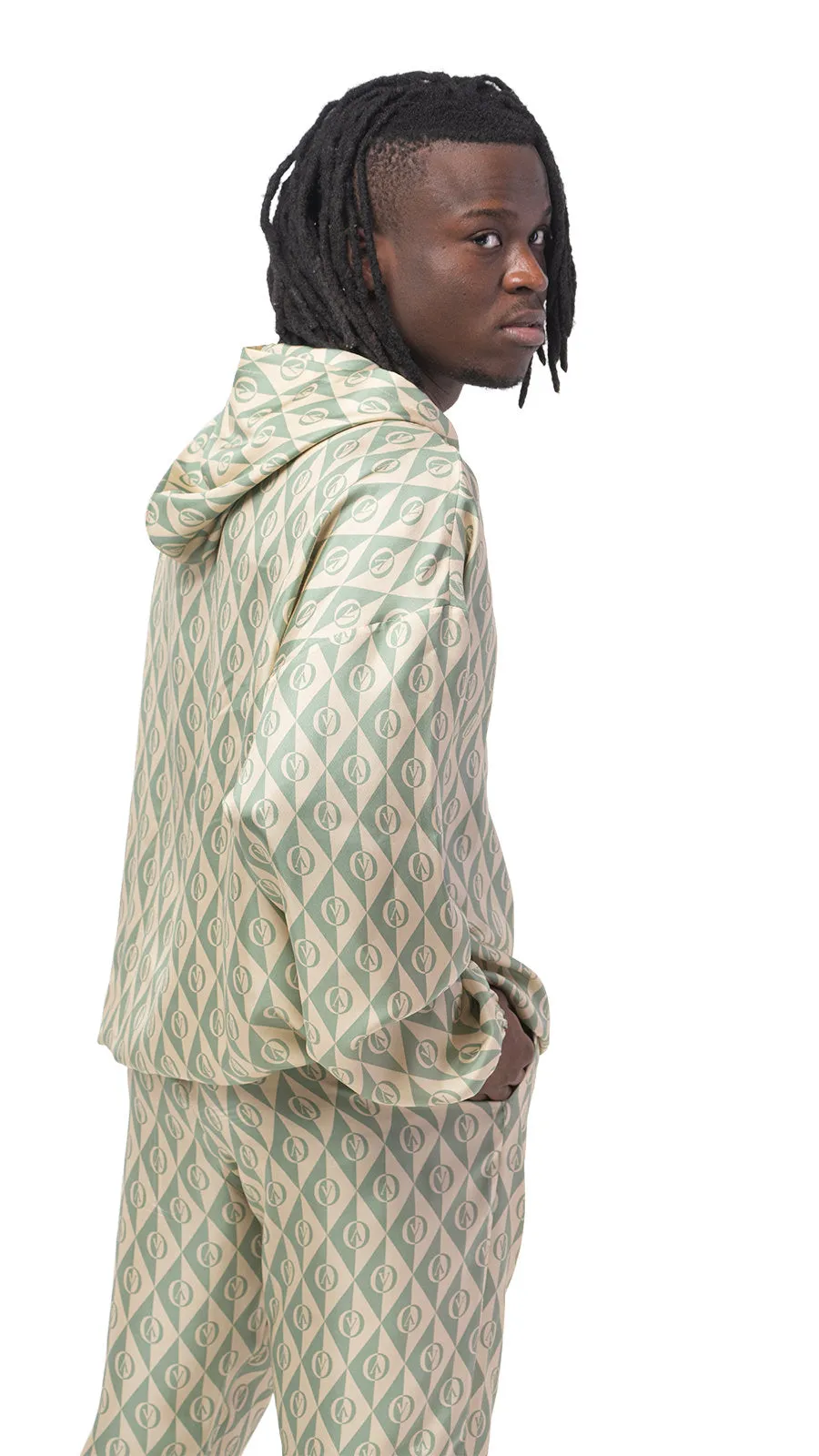OV Rhombus Print Silk Hoodie