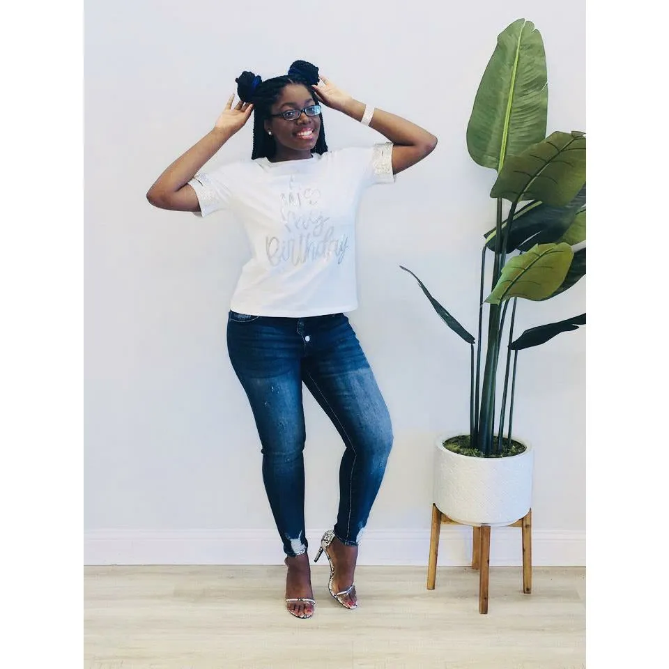 Oversized Birthday Girl Sequin Tops
